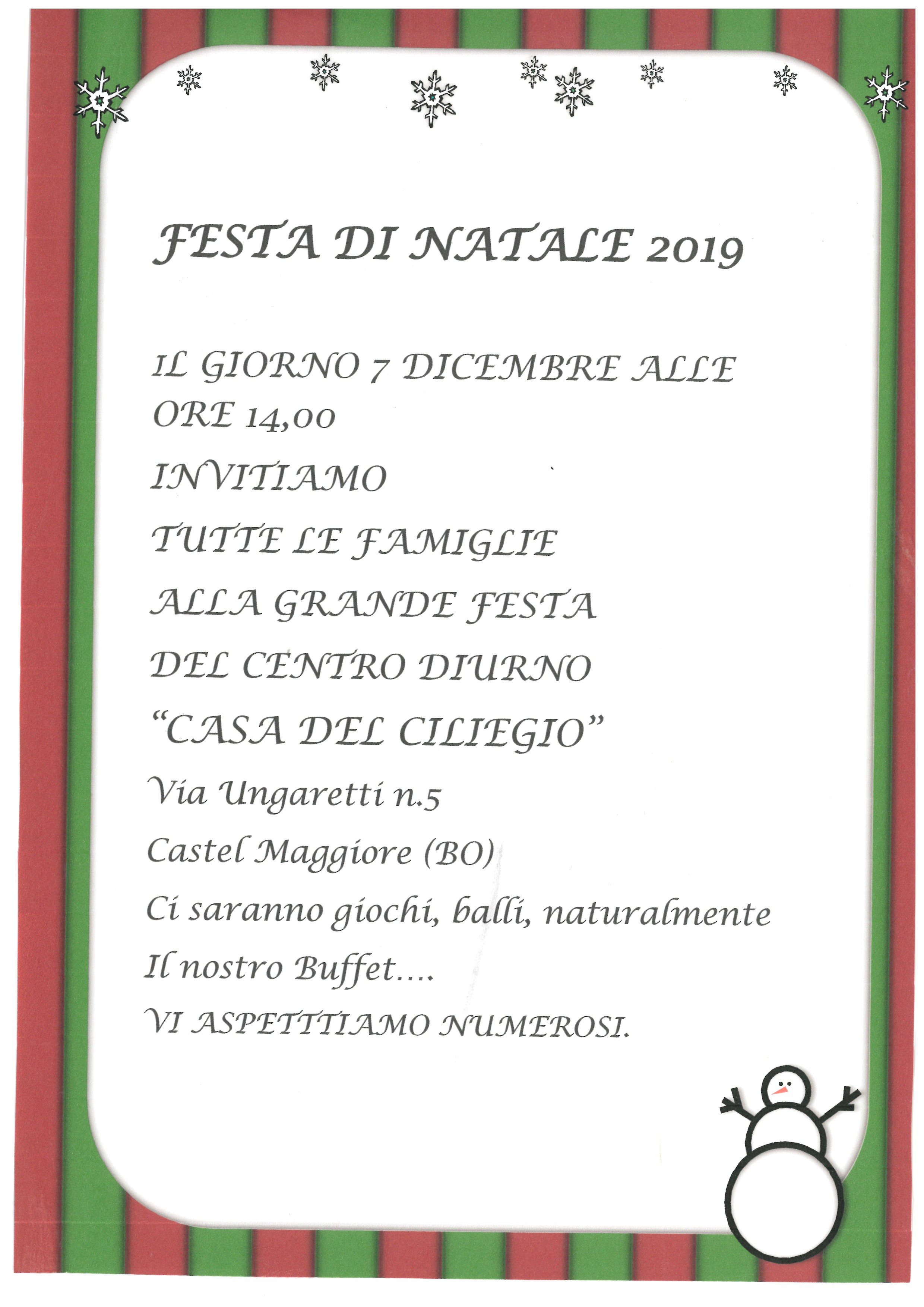 FESTA DI NATALE 7.12.2019 CASA DEL CILIEGIO 